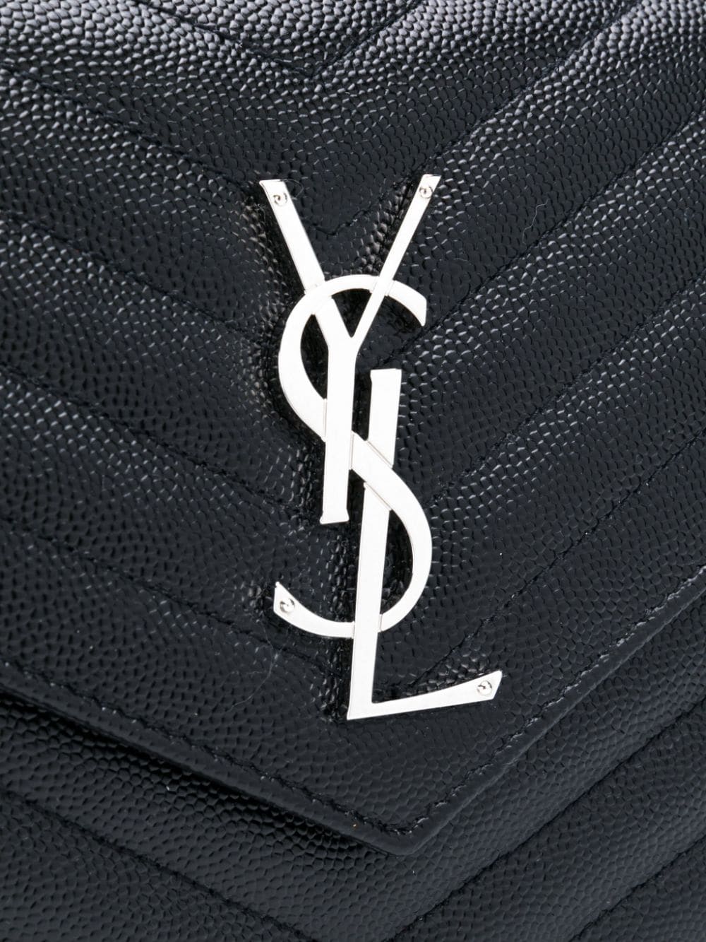 Black leather monogram wallet on chain