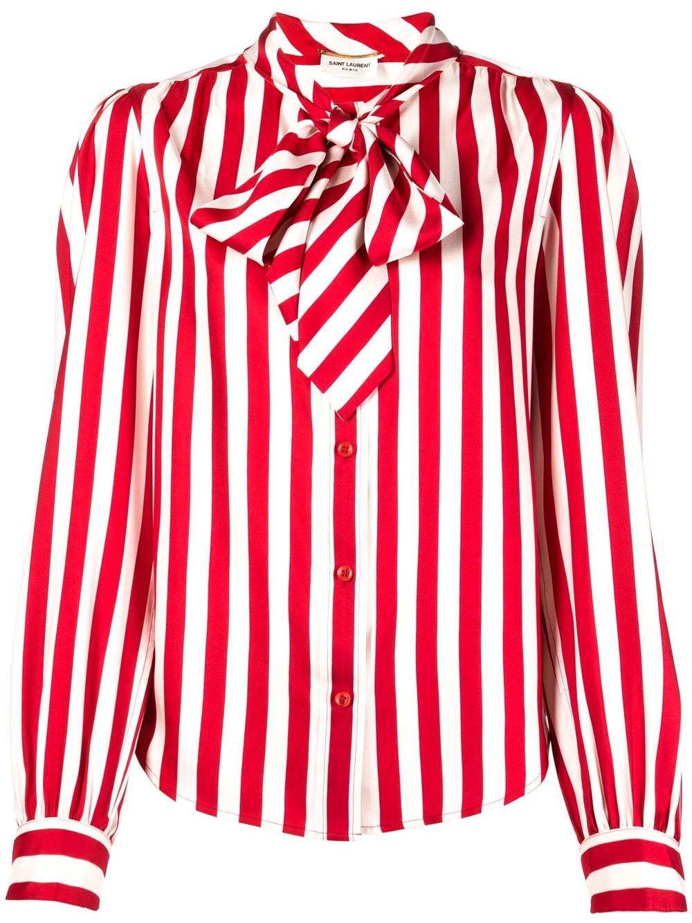 Cardinal Red pussybow striped shirt