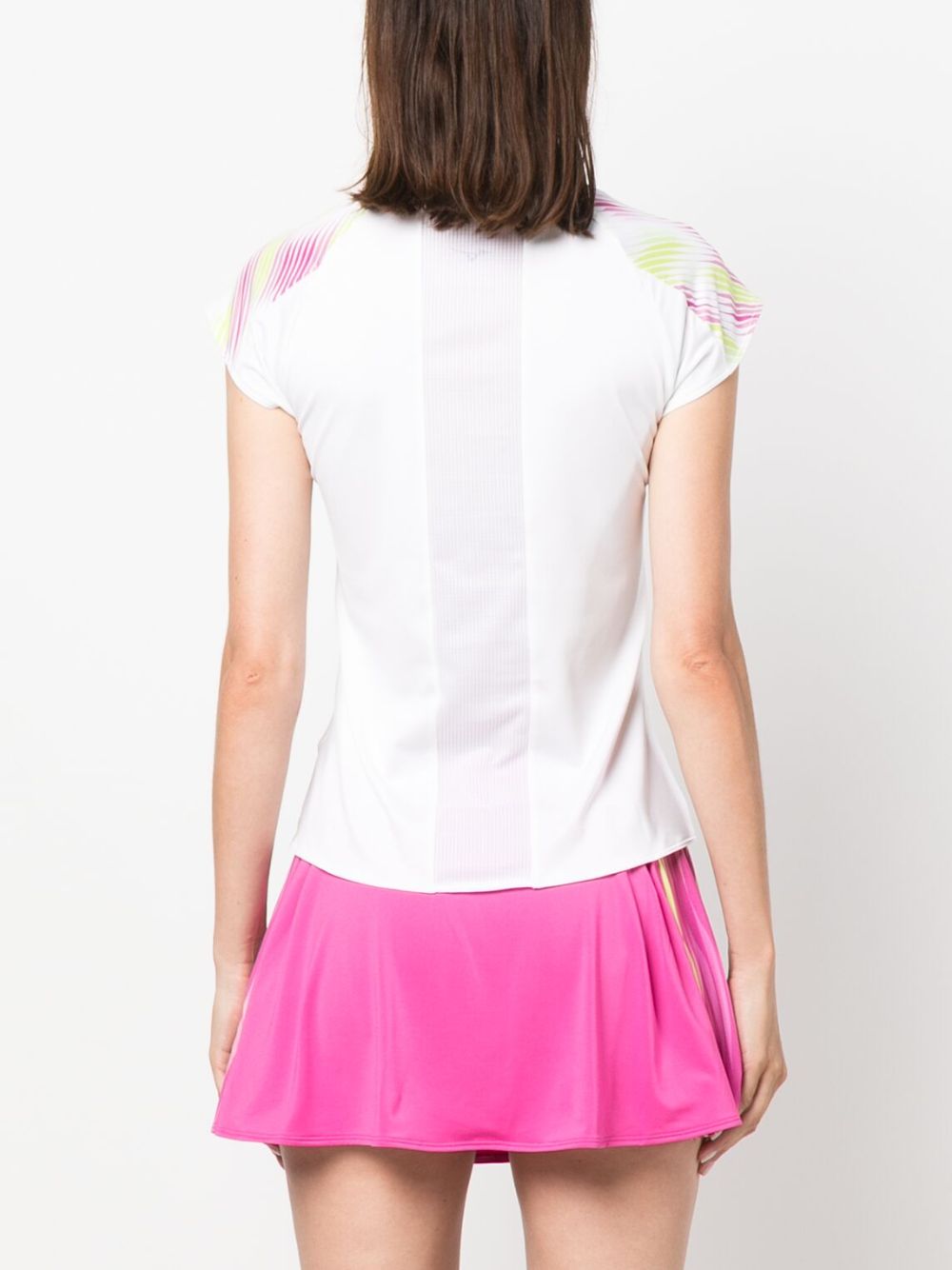 Logo-print V-neck T-shirt 62GAA20198 WHITE/FUCHSIA MIZUNO