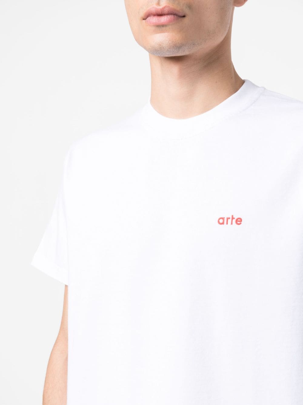 White/orange logo-print cotton T-shirt