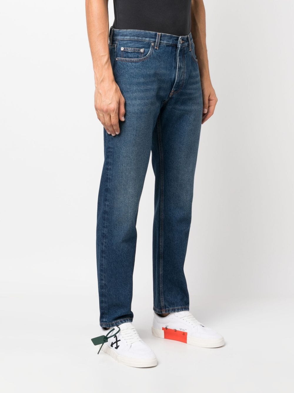 Stonewashed straight-leg jeans