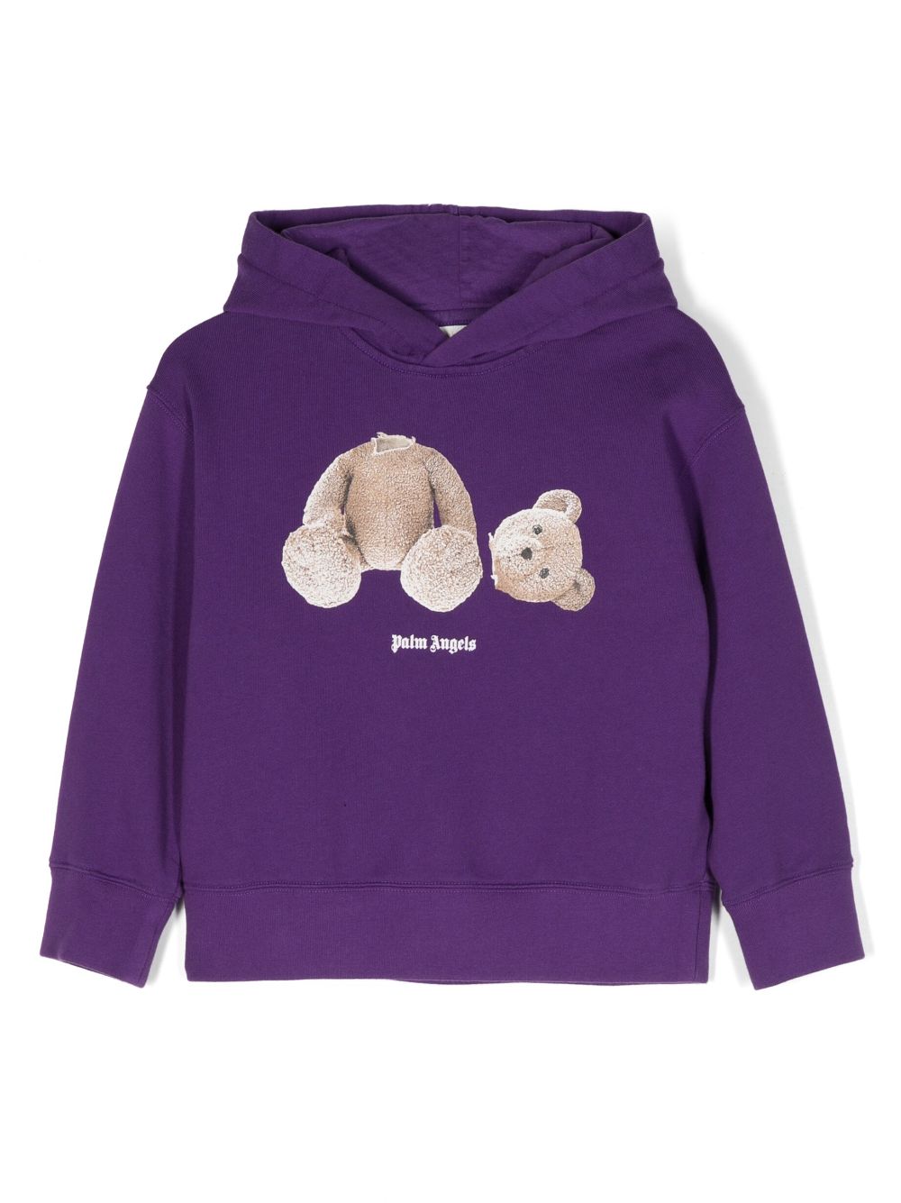 Bear-print cotton hoodie