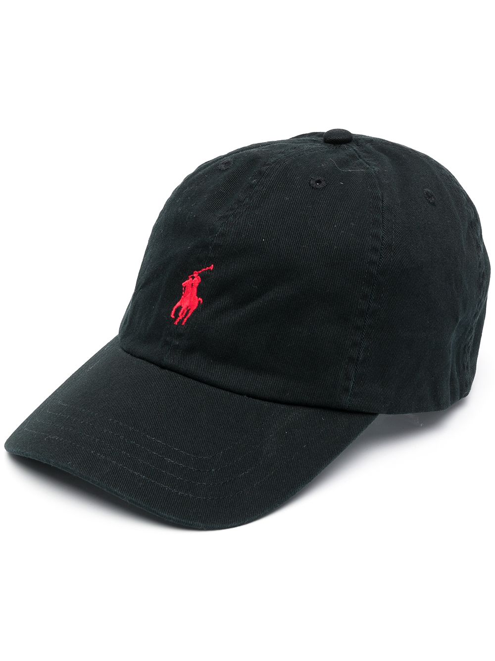 Black/red cotton embroidered logo baseball cap