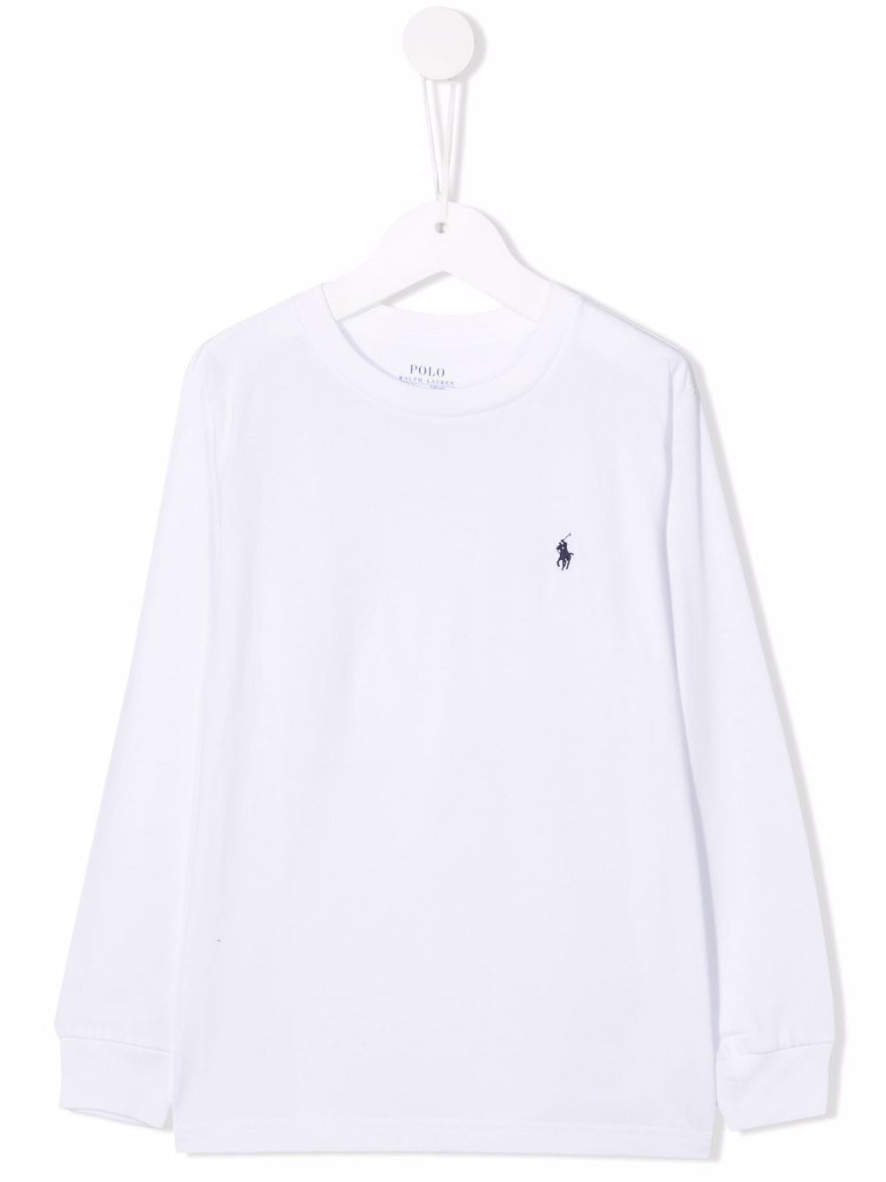 Bright-white cotton embroidered-logo round neck T-shirt
