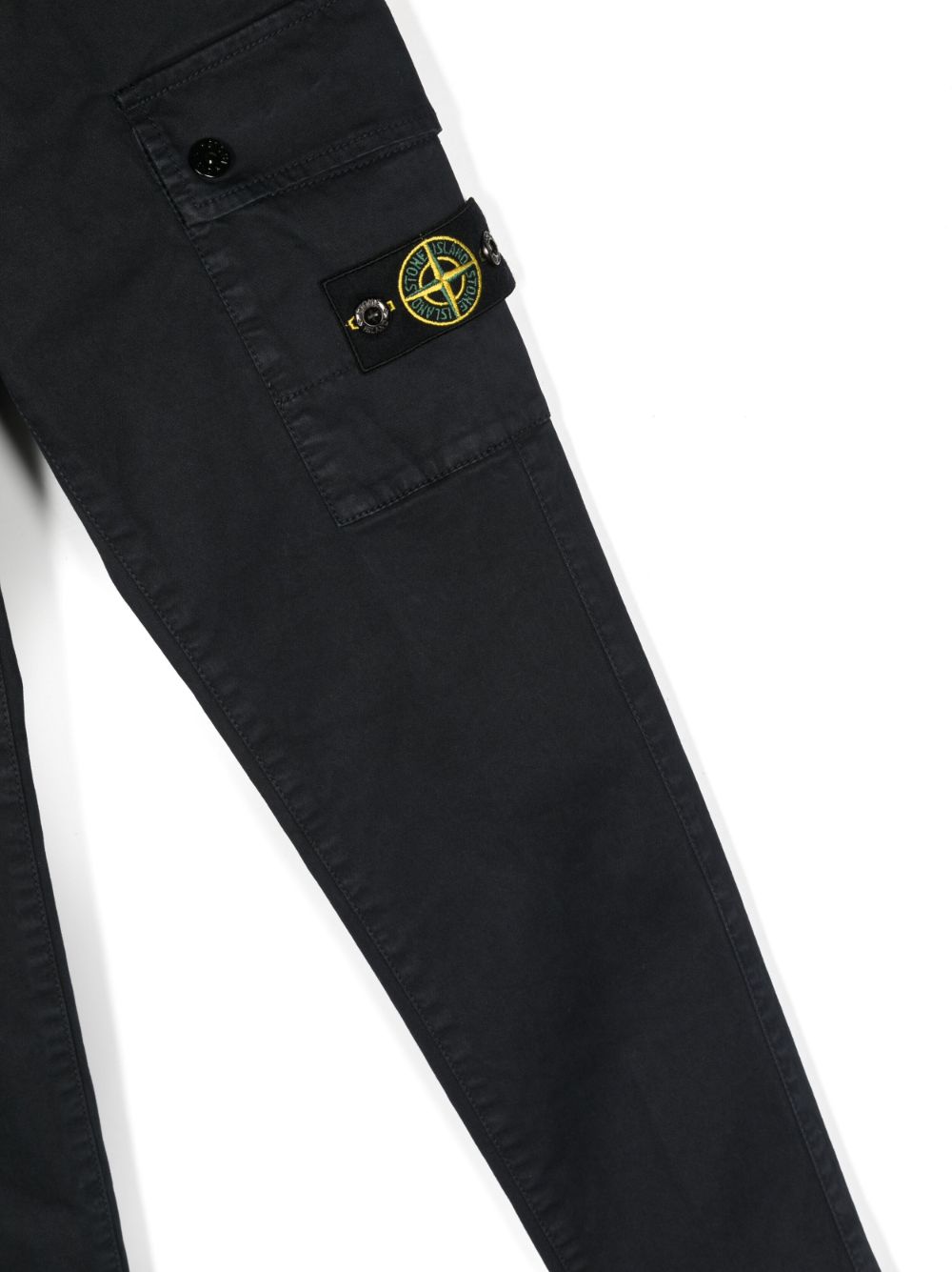 Blue Compass-badge slim-fit cargo trousers