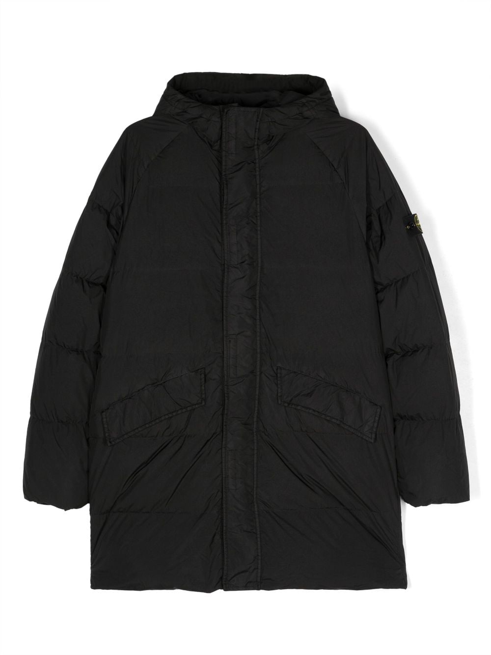 Black Compass-motif padded coat