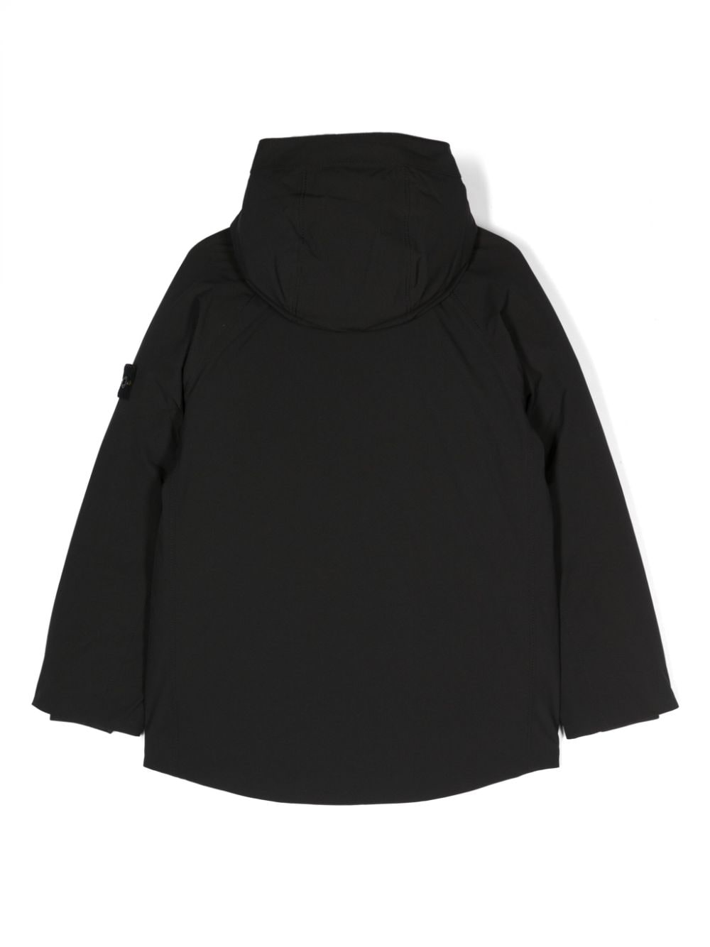 Black Compass-motif hooded coat