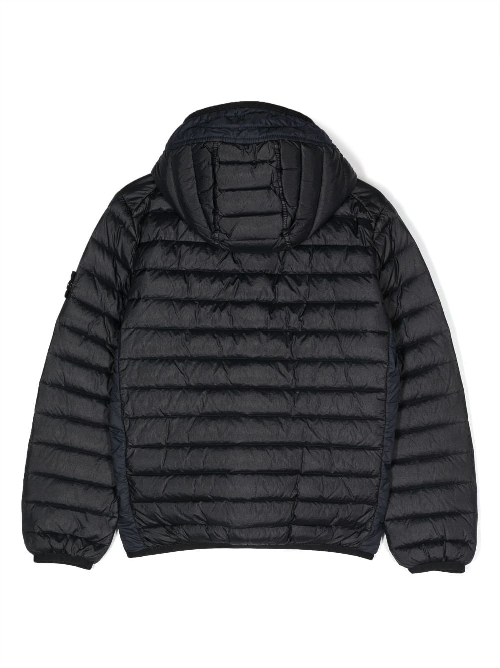 Compass-patch hooded padded jacket