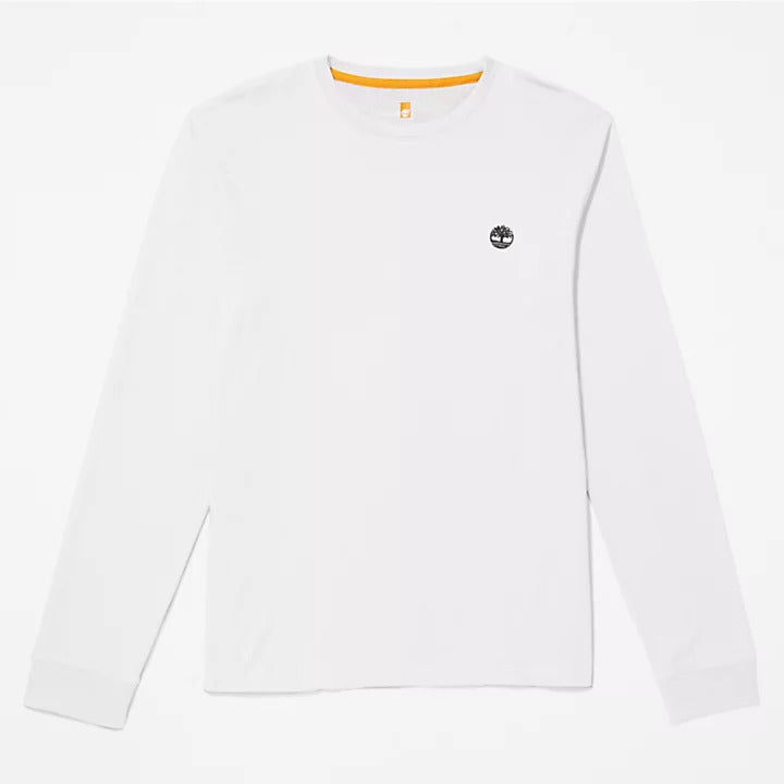 White long-sleeved T-shirt with logo