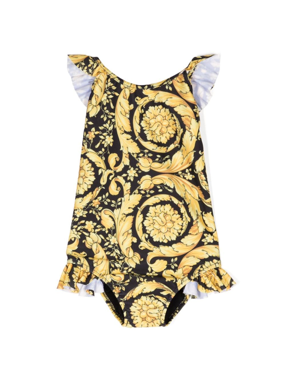 Barocco-print ruffle-detail swimsuit