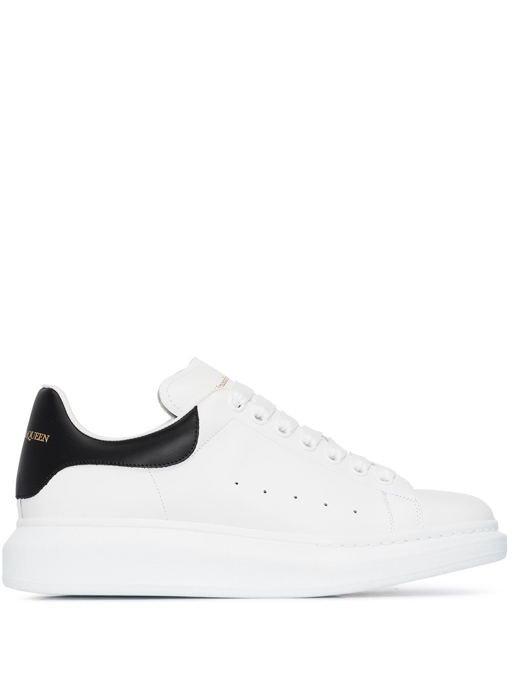 White/black leather Oversized leather sneakers