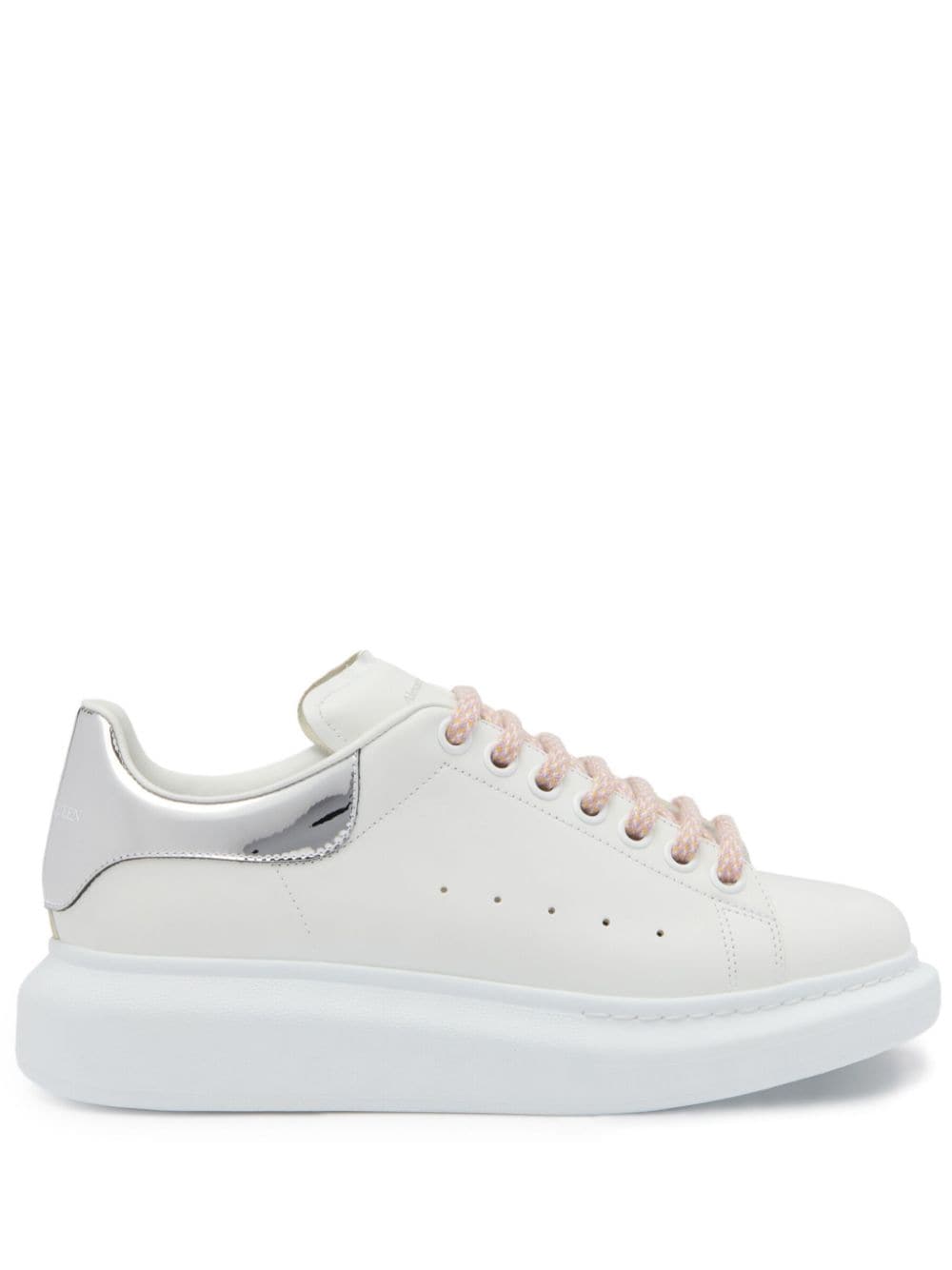 White/silver Oversized leather sneakers<BR/><BR/><BR/>