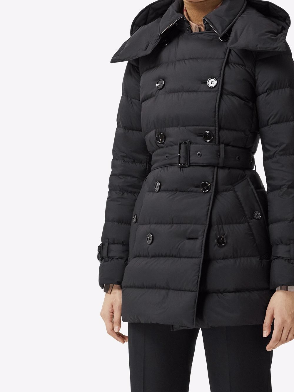 Black detachable-hood padded coat