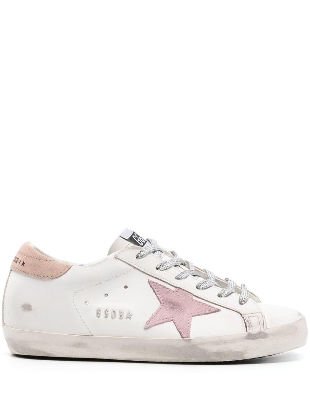 White/pink star patch sneakers