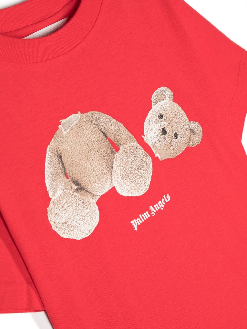 Red Teddy bear motif T-shirt