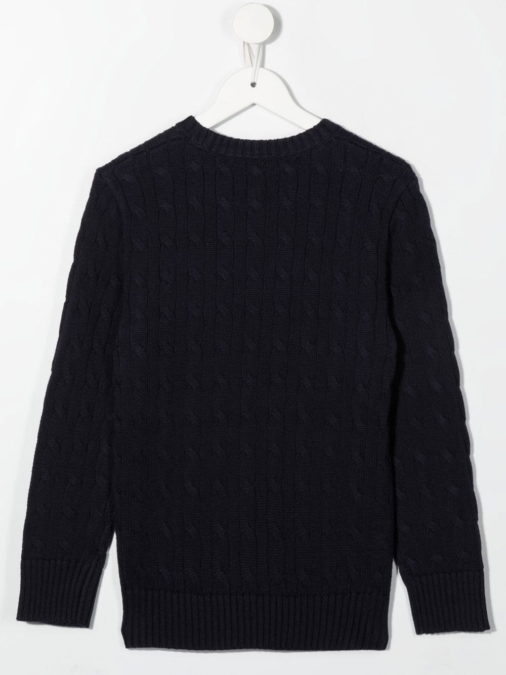 cable-knit crew neck sweater