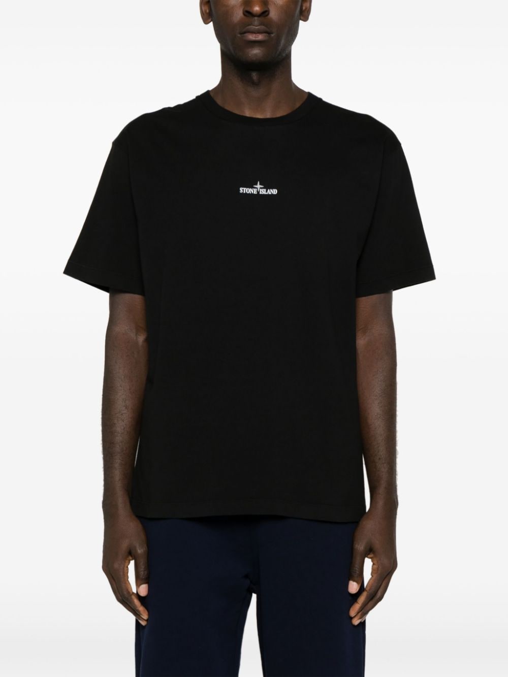 Black logo-print cotton T-shirt<BR/><BR/><BR/>