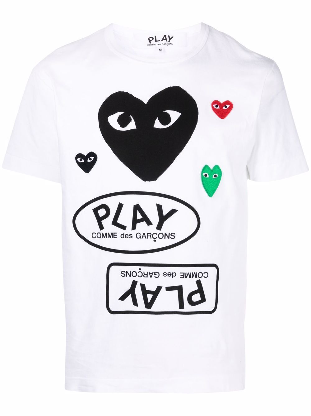 White cotton heart logo-print T-shirt