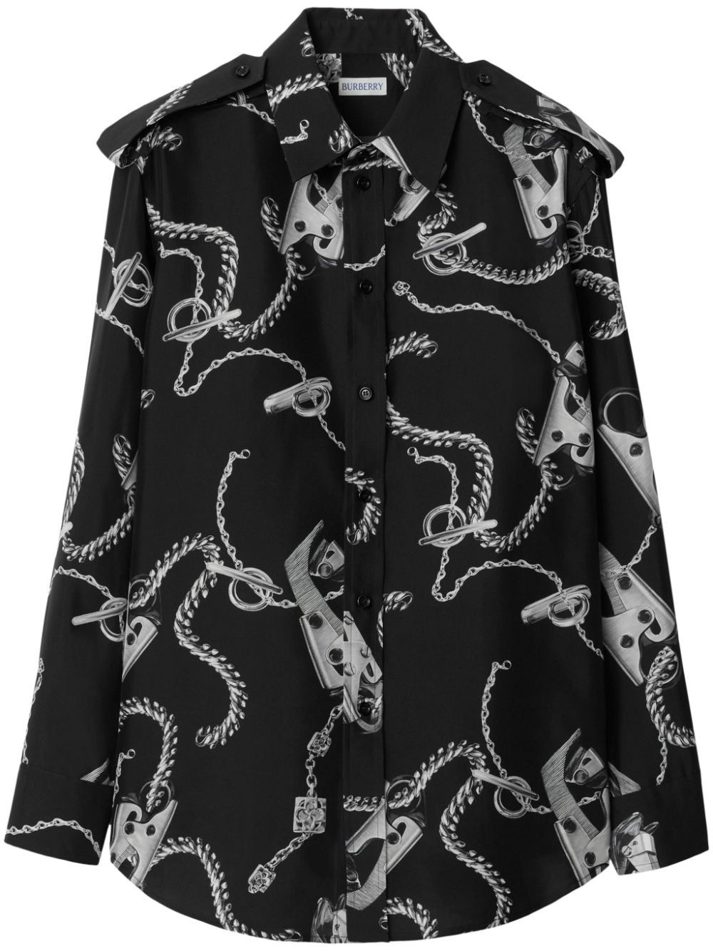 Knight hardware silk shirt<BR/> 8088942 SILVERBLACK BURBERRY