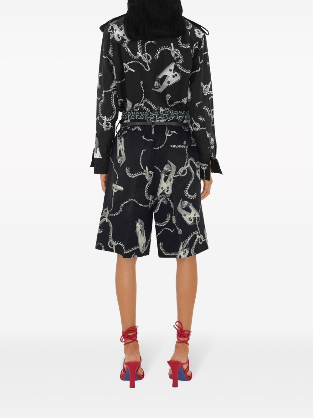 Knight hardware silk shirt<BR/> 8088942 SILVERBLACK BURBERRY