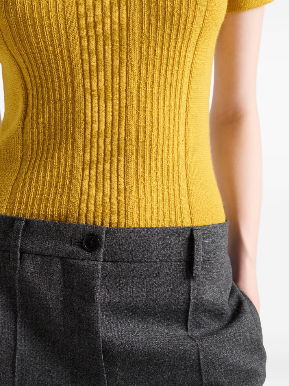 Short-sleeved wool knit sweater with pendants P24V2L17ZE S-OOOF0037 PRADA