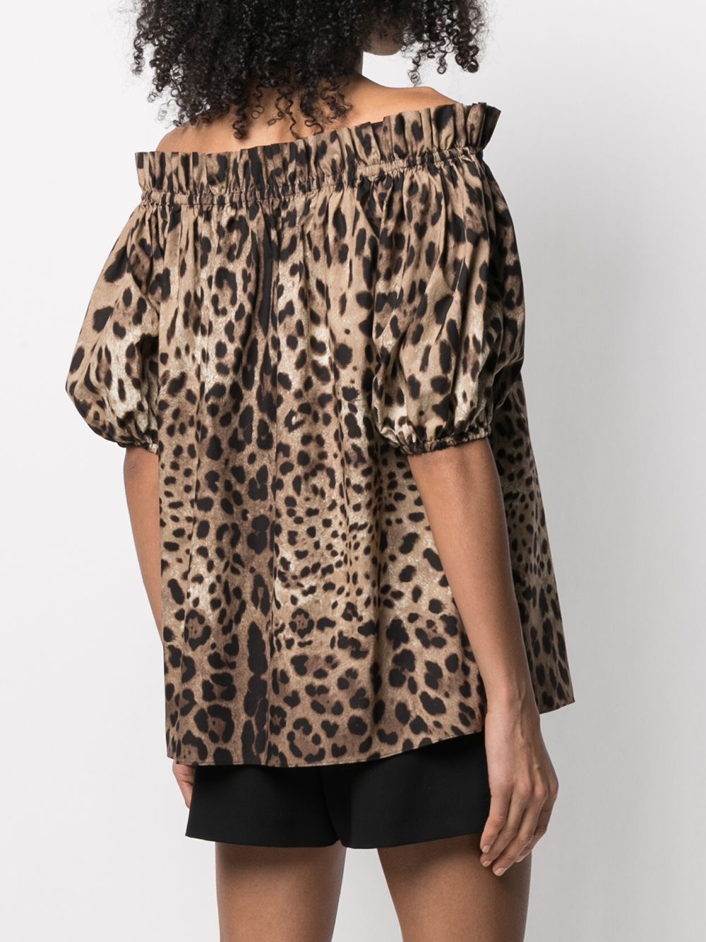 Short-sleeved leopard-print poplin top F71J7T HS5E3HY13M DOLCE & GABBANA