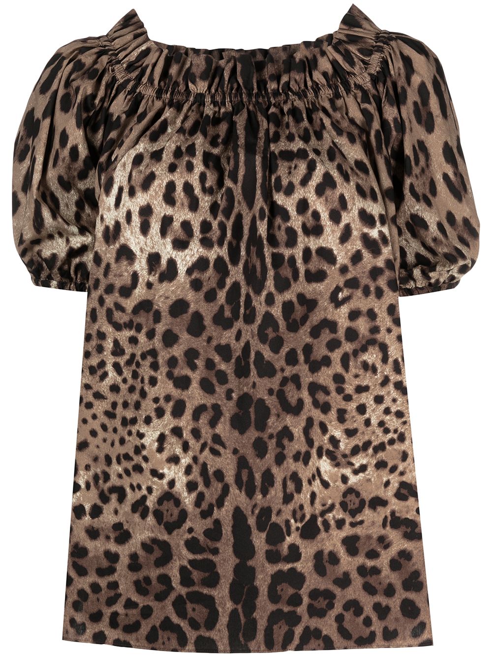 Short-sleeved leopard-print poplin top F71J7T HS5E3HY13M DOLCE & GABBANA