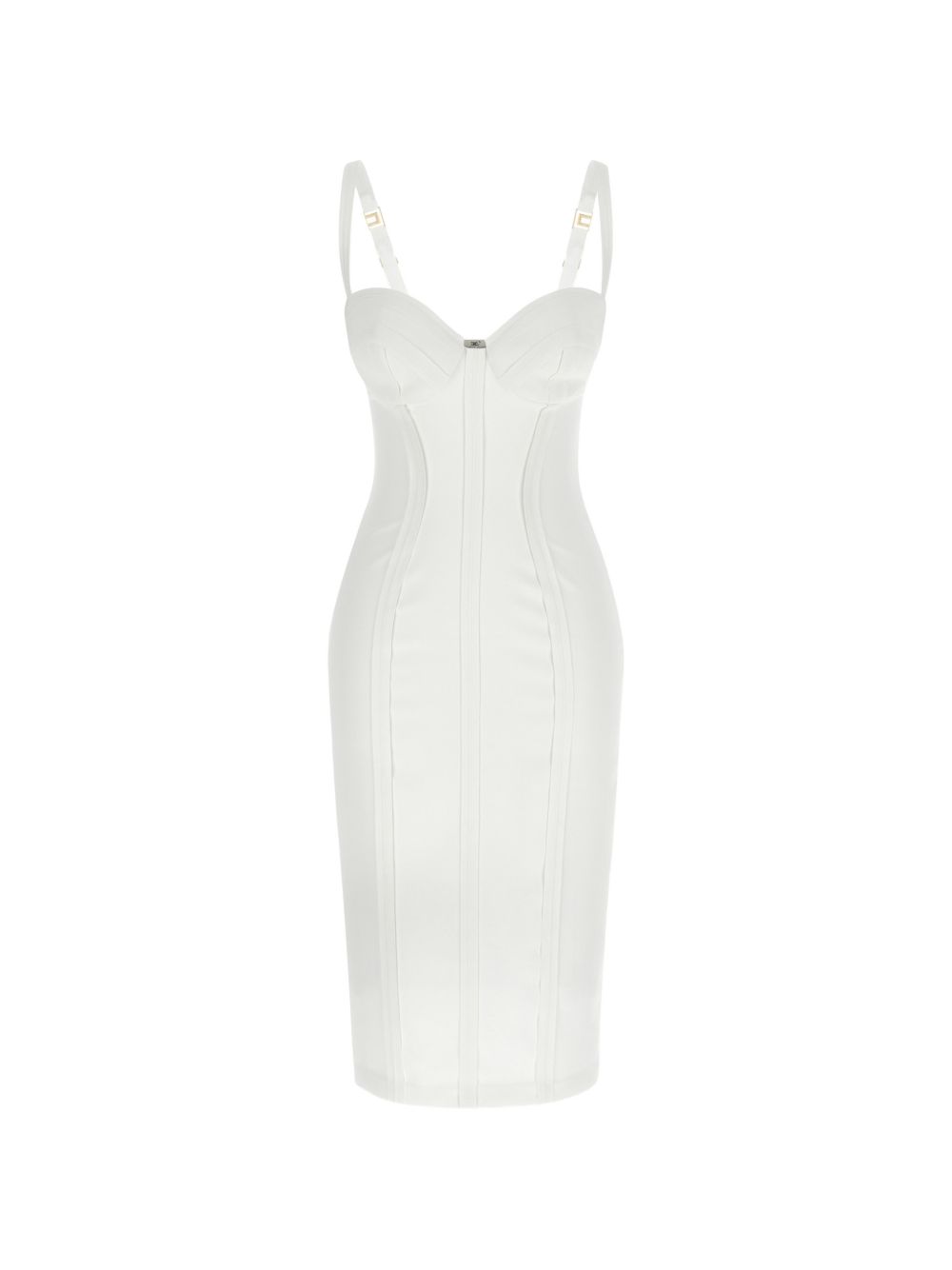 Light crepe dress with raw-cut fabric AB91861E2 360 ELISABETTA FRANCHI