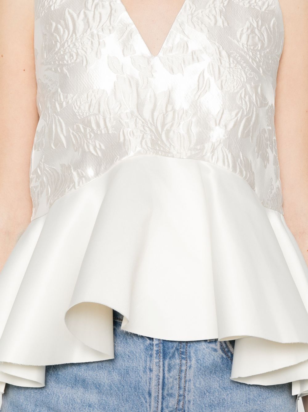 Satin Cloque Peplum Top A1040097 135 GANNI