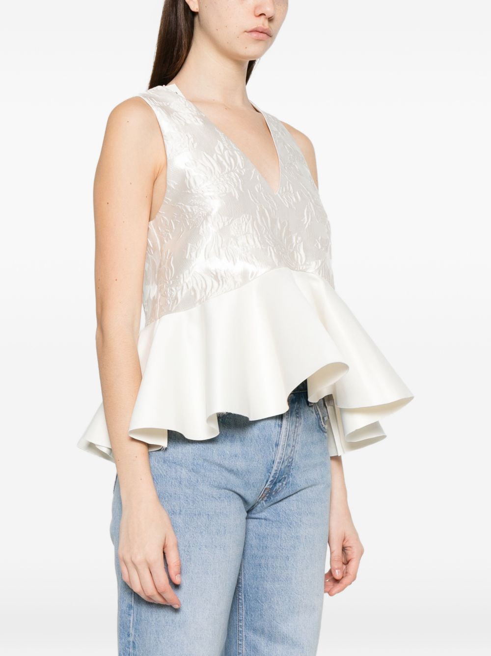 Satin Cloque Peplum Top A1040097 135 GANNI