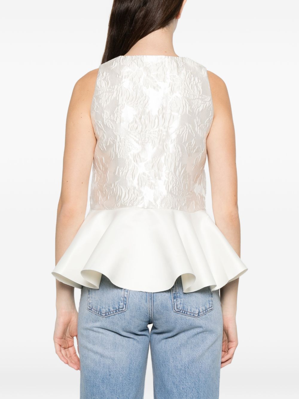 Satin Cloque Peplum Top A1040097 135 GANNI