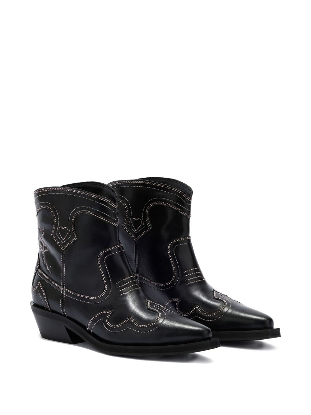 Embroidered Western ankle boots with low shaft B1010028 475 GANNI