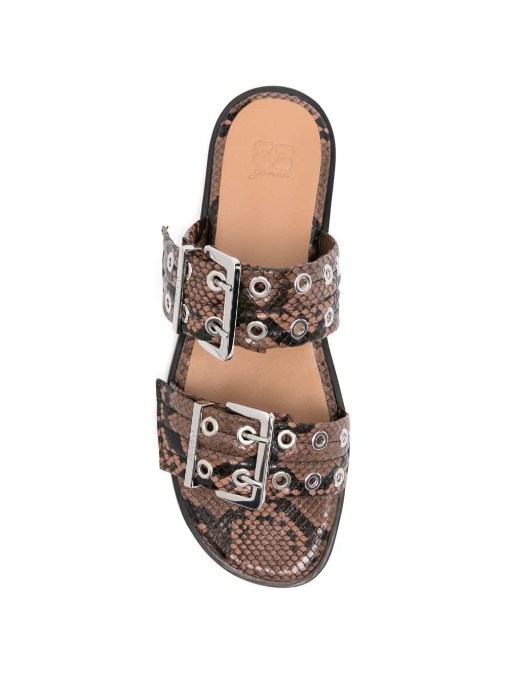 Feminine Buckle Two-Strap Sandals B1020180 05W GANNI