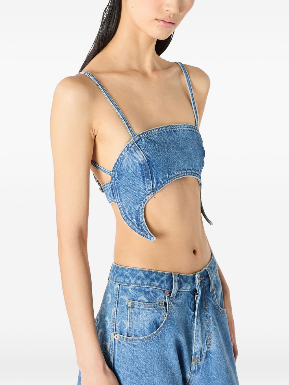 MOON cutout denim top WTO465A CDEN0002BL05 MARINE SERRE