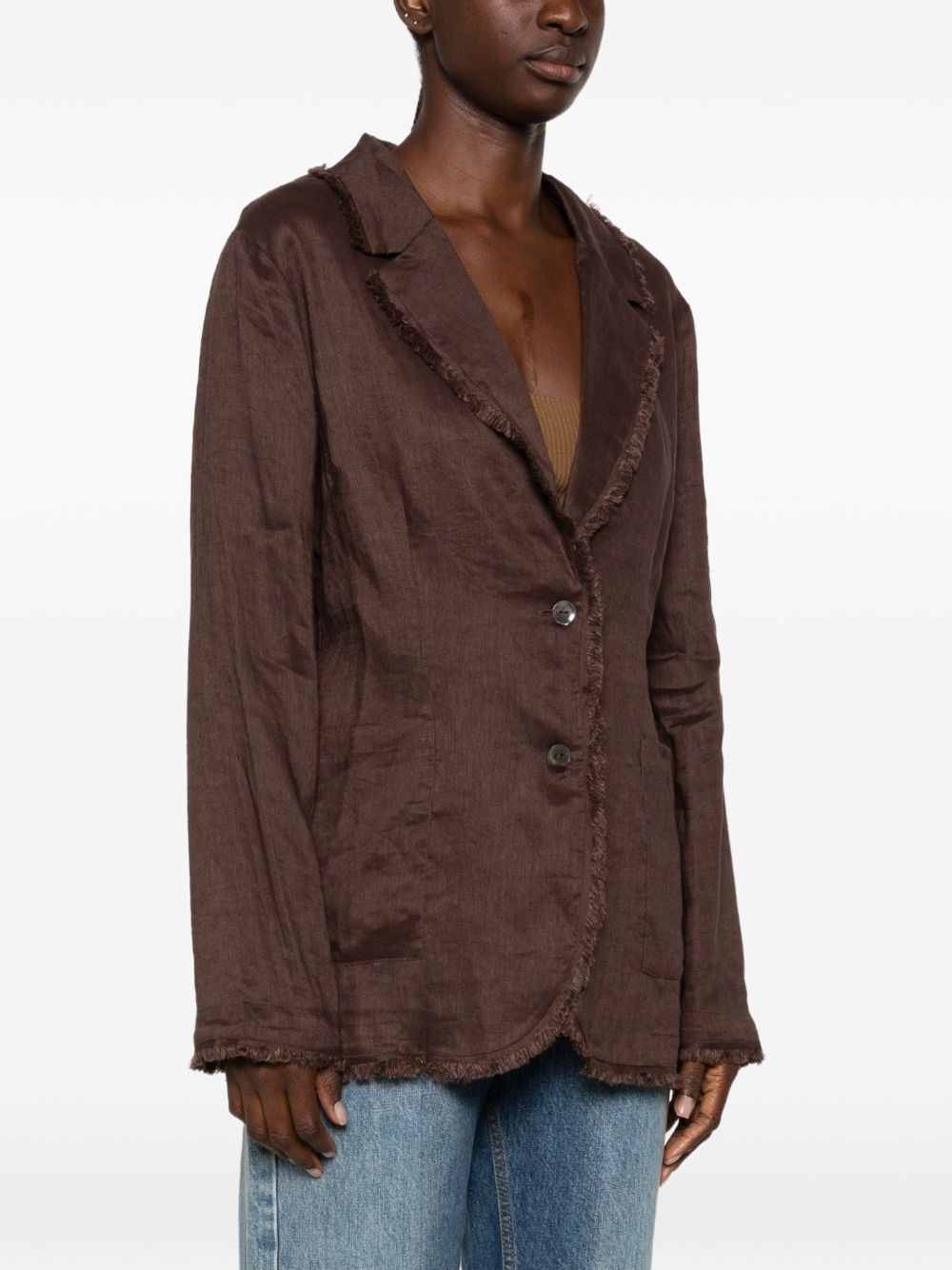 Frayed-edge logo-embroidered jacket D420549 BEACH26086 P.A.R.O.S.H.