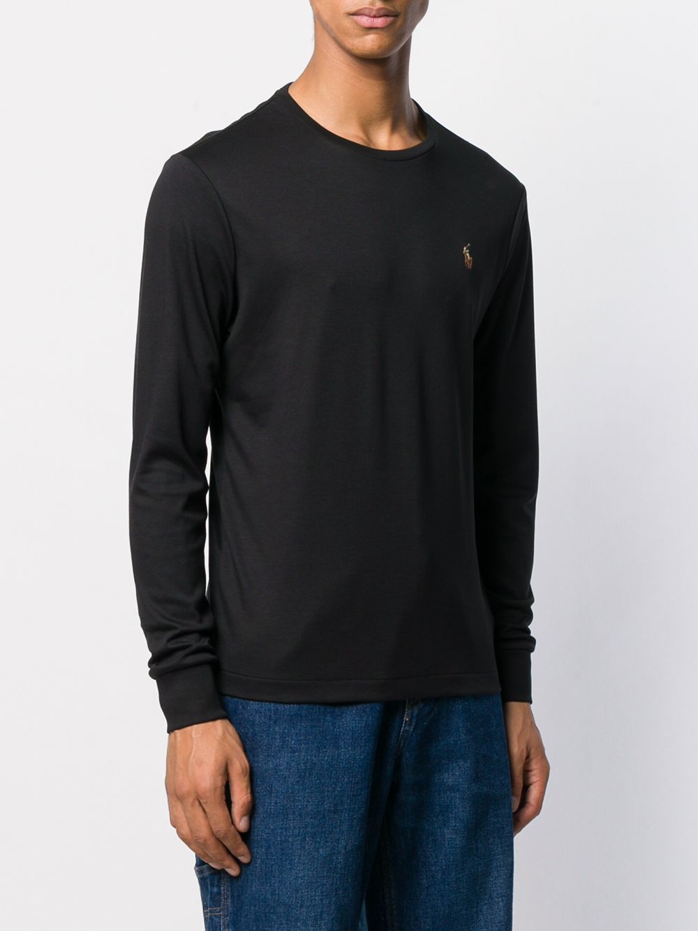 logo-embroidered long-sleeve shirt 710760121001 BLACK POLO RALPH LAUREN