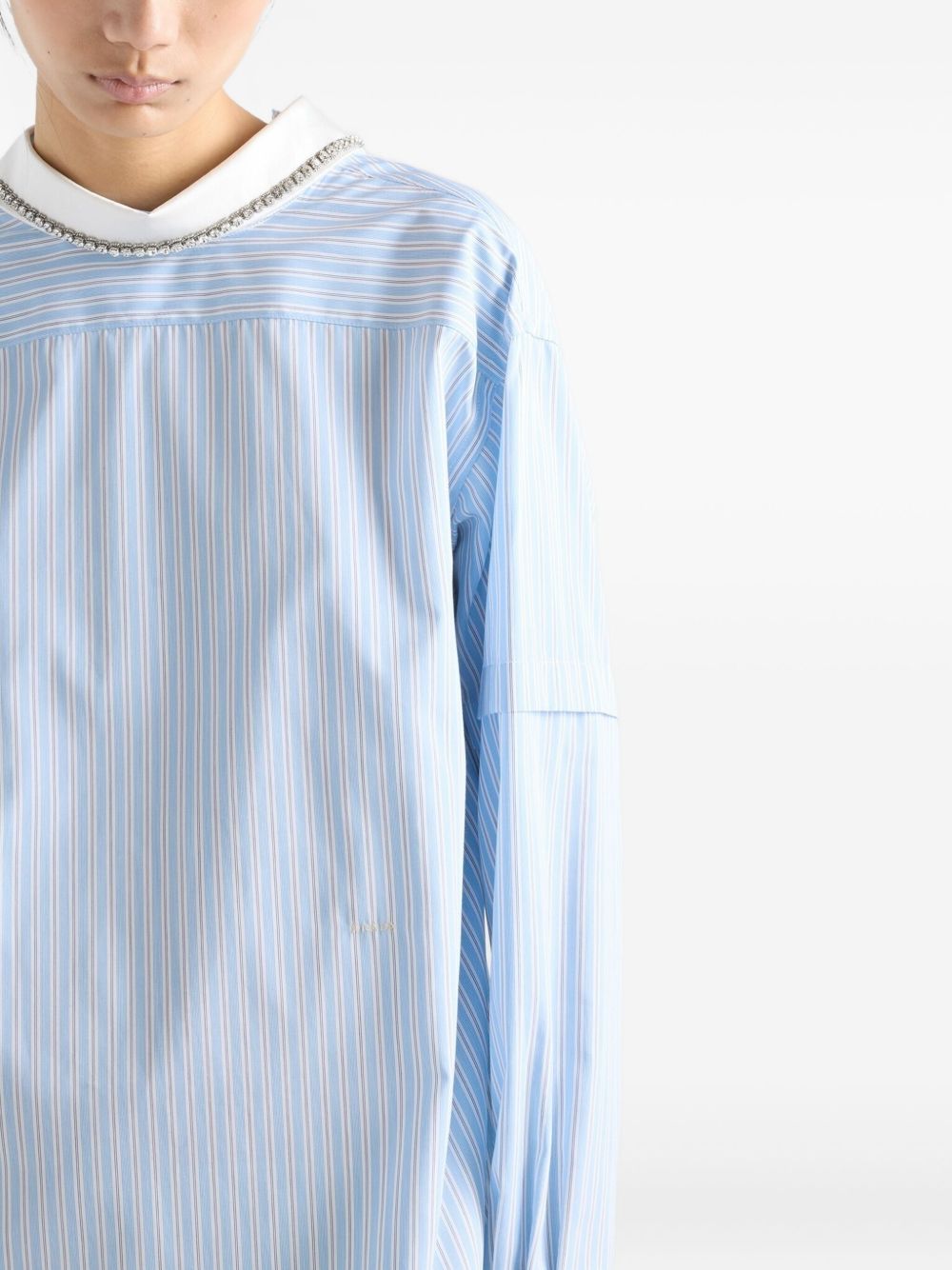 Embroidered striped poplin top P953NR17ND S-OOOF0C9N PRADA