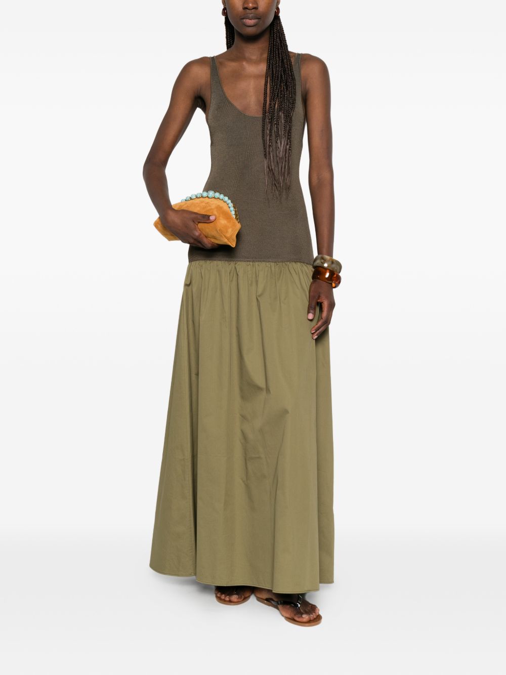 Iliya Drop-Waist Maxi Dress MDFS21853408 OLIVE THE FRANKIE SHOP