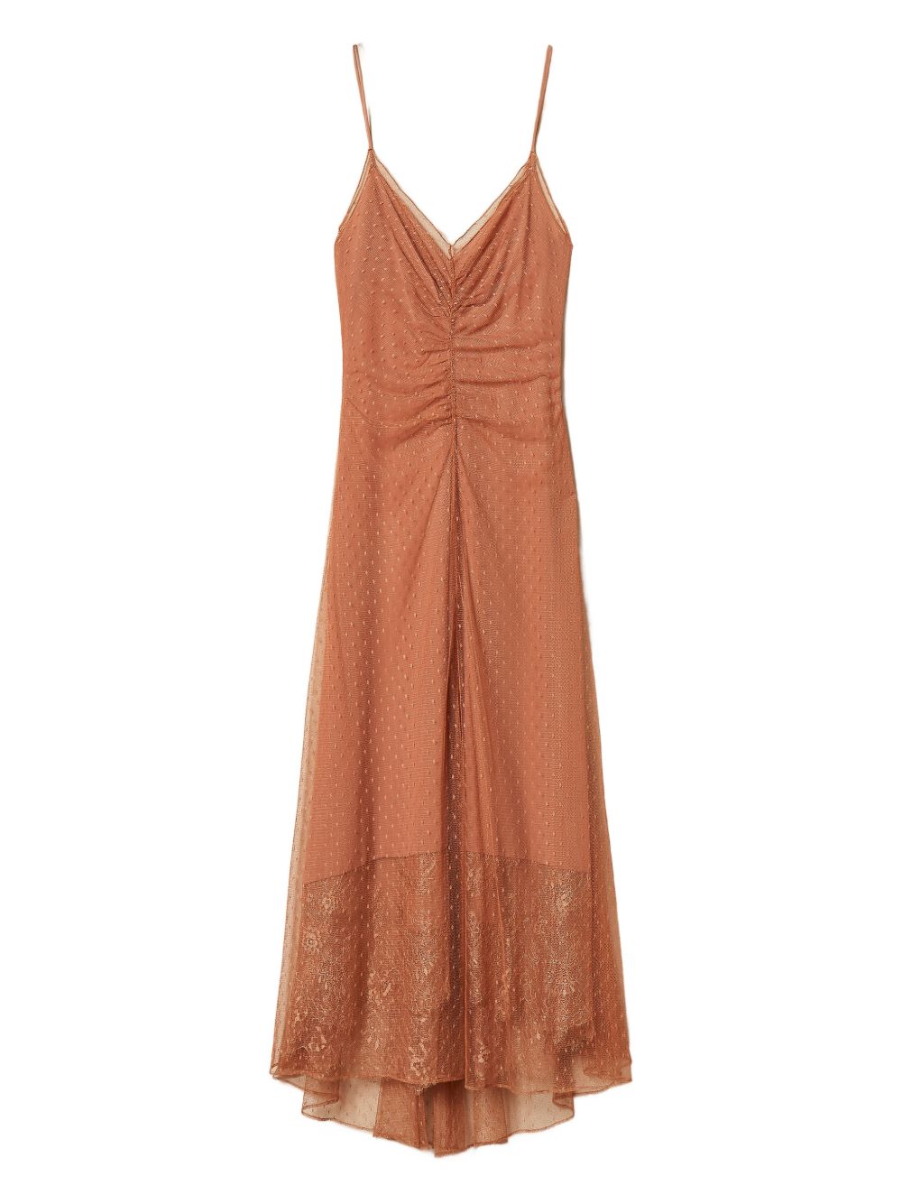 Long plumetis tulle dress with lace 261TP2360 S1528913168 TWINSET