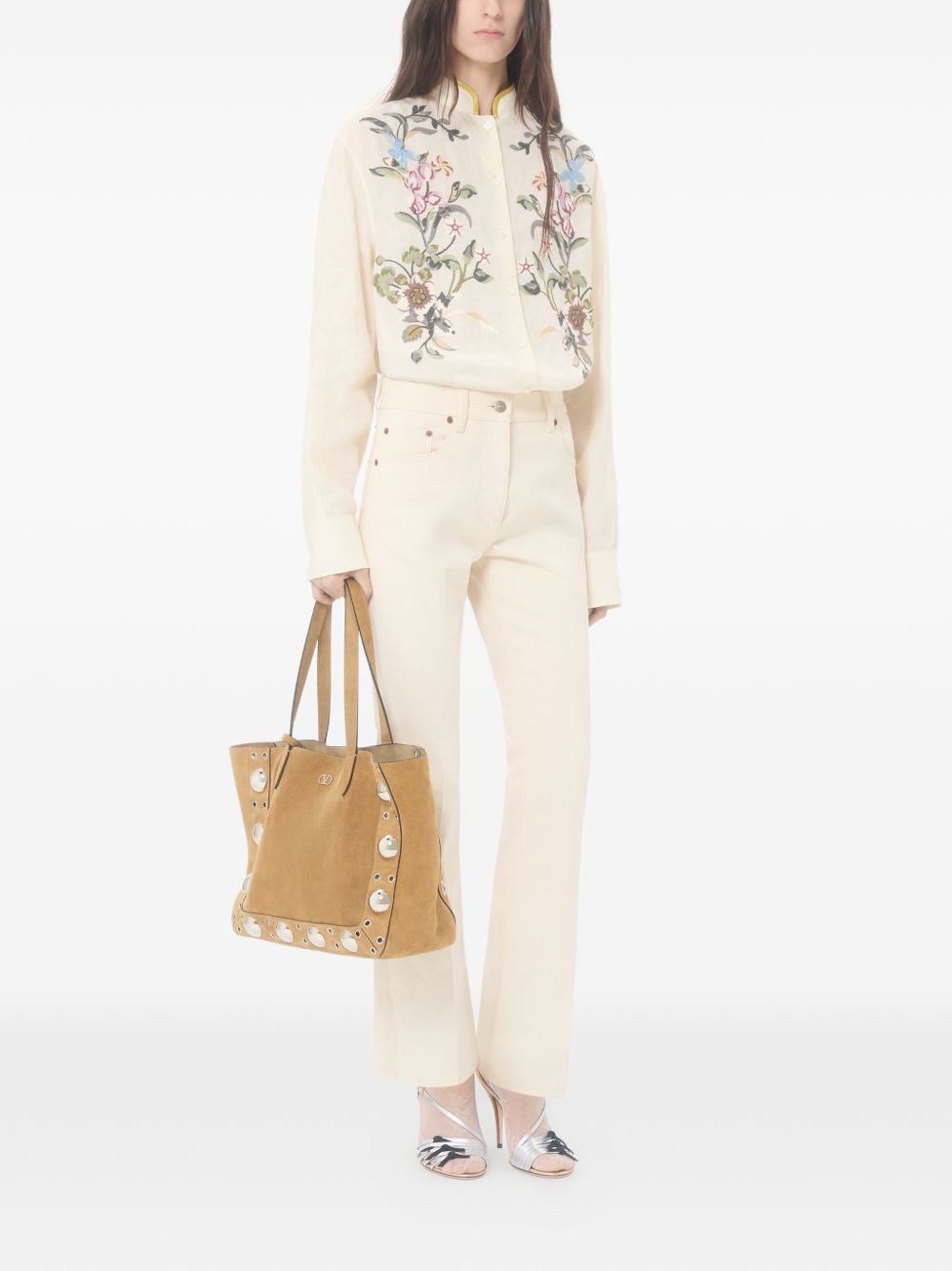 Flared denim jeans with gold V detail 8B3DD21V9Y5 A03 VALENTINO GARAVANI