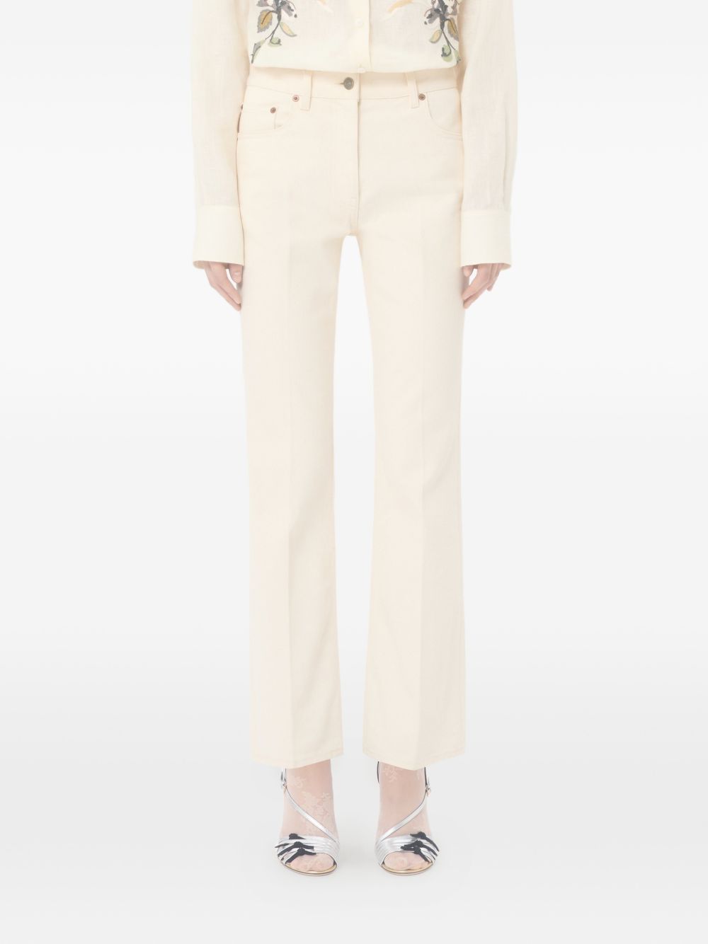 Flared denim jeans with gold V detail 8B3DD21V9Y5 A03 VALENTINO GARAVANI