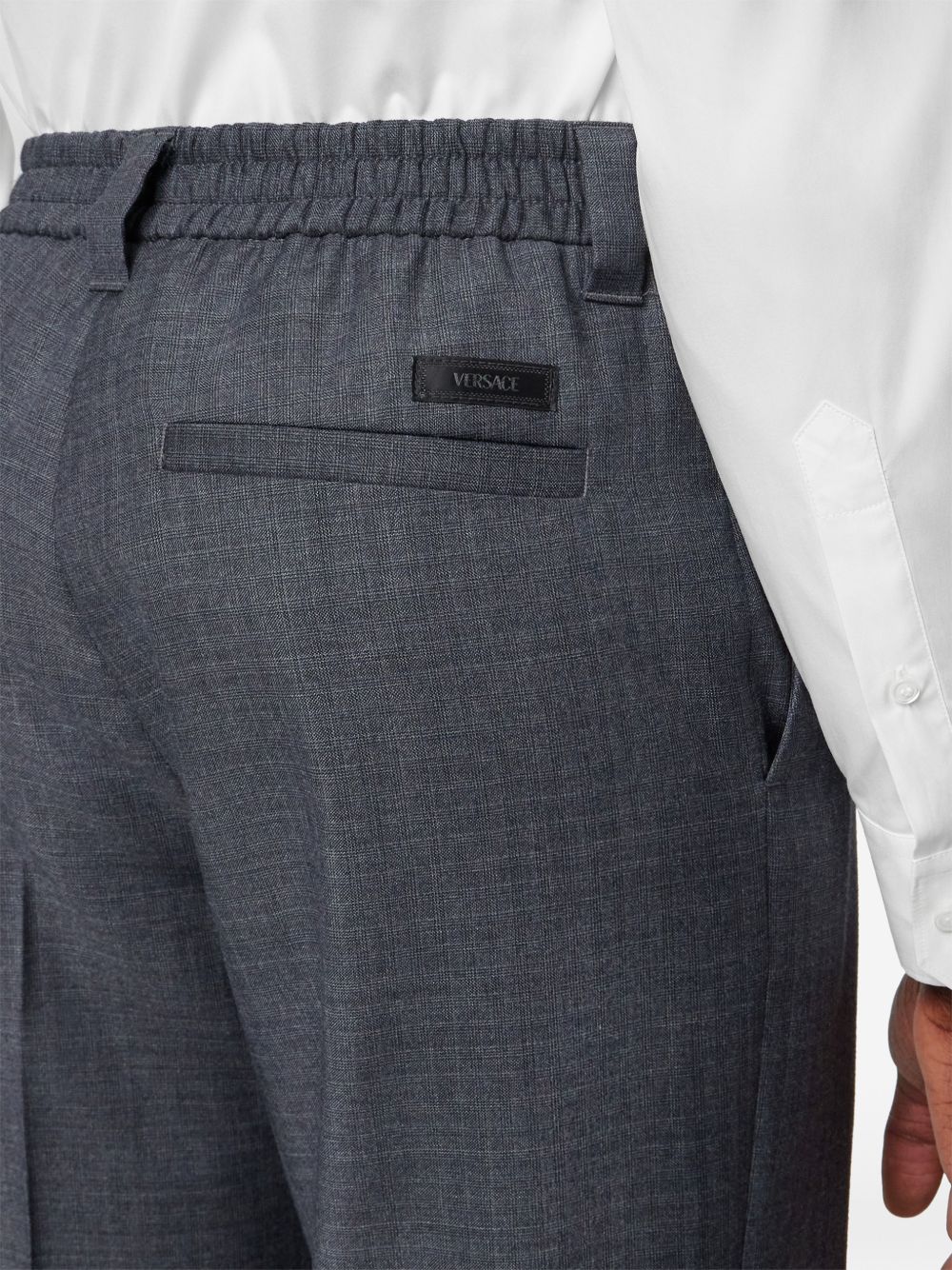 Micro-Checked Wool Jogger Trousers 1018896 1A167261E880 VERSACE