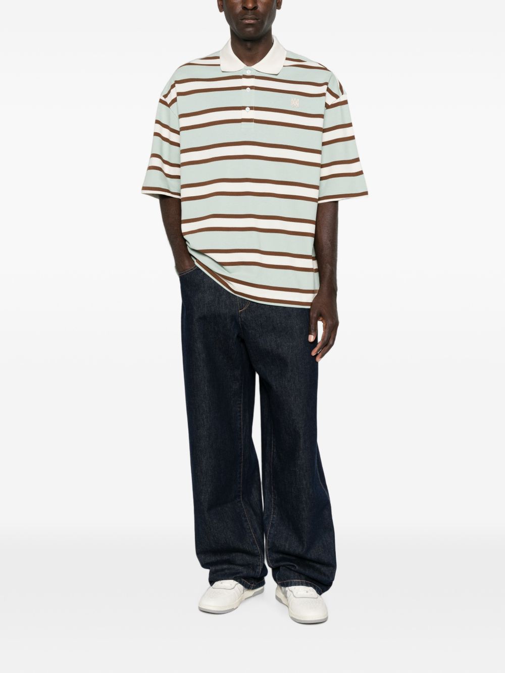 striped short-sleeve polo shirt AMTOJR1198 551 AMIRI