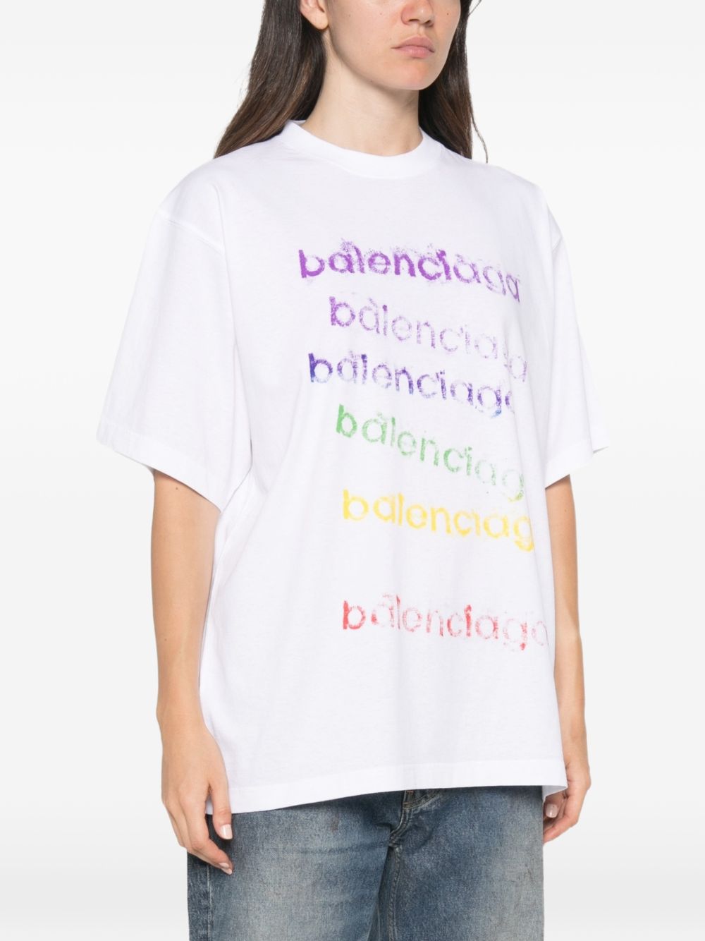 Cotton T-shirt with logo print 871733 TVVK99000 BALENCIAGA