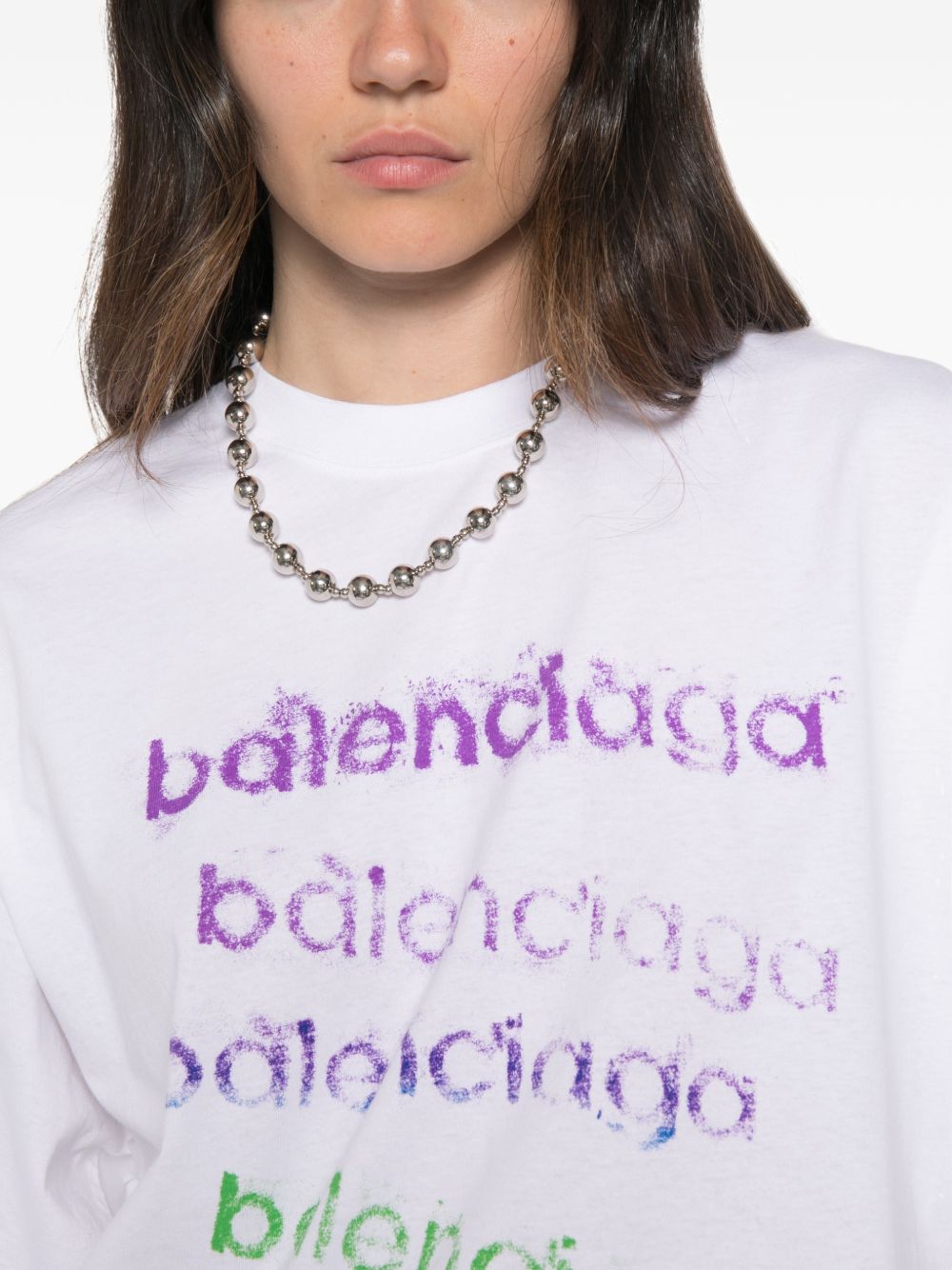 Cotton T-shirt with logo print 871733 TVVK99000 BALENCIAGA