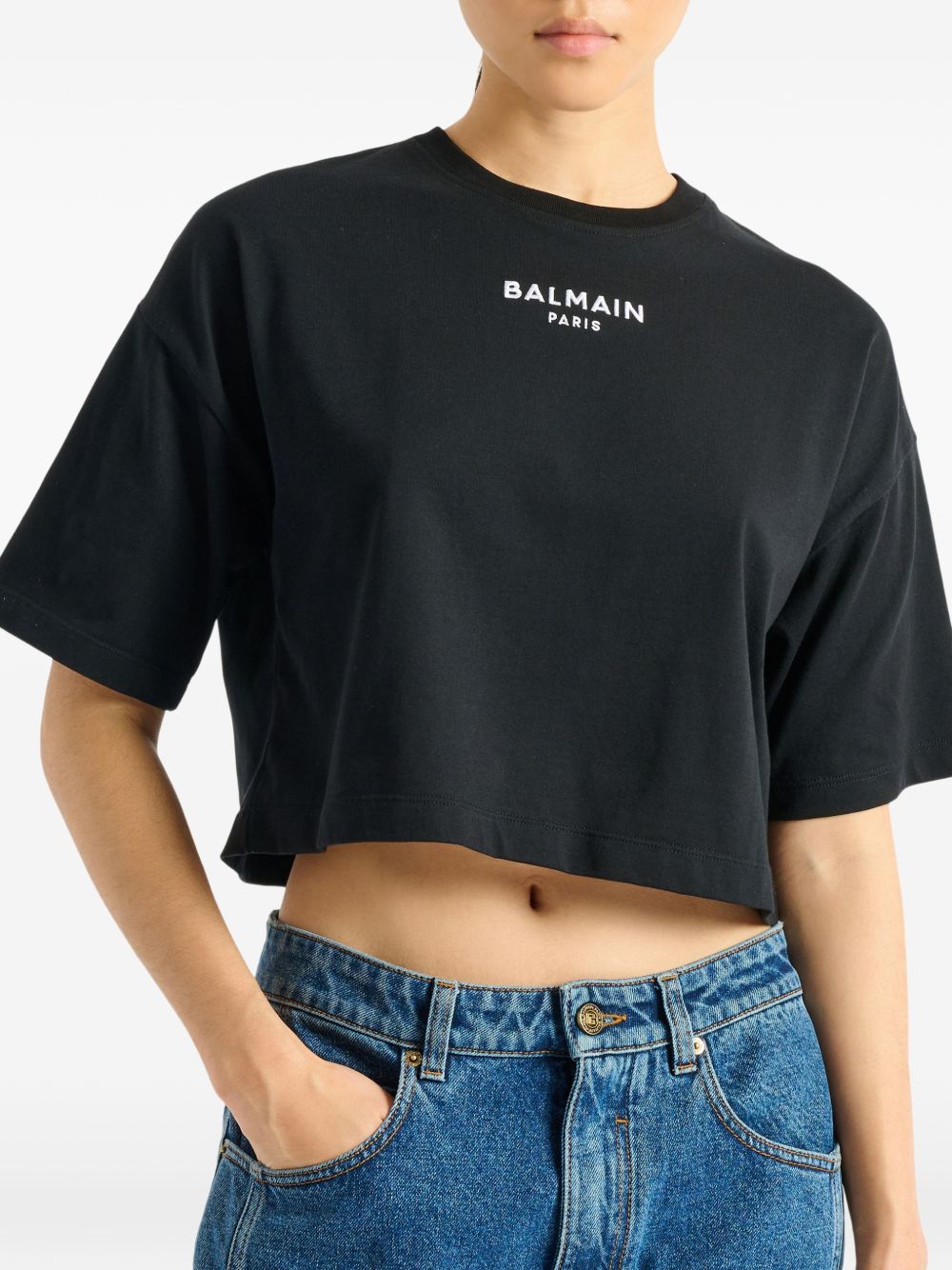Embroidered Balmain Paris T-shirt HF1EE145BD10 EAB BALMAIN