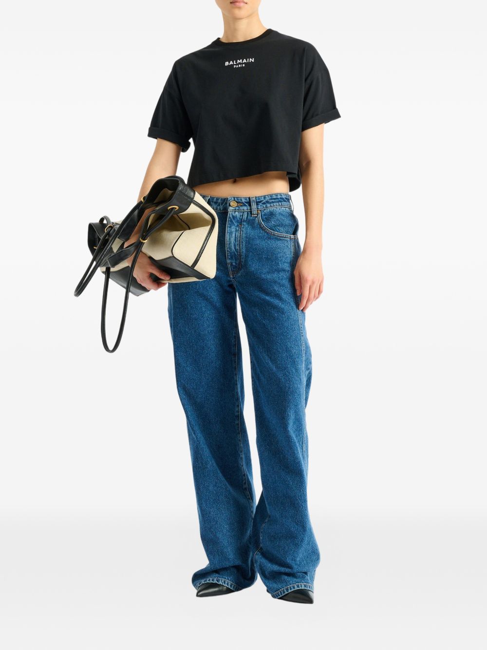 Embroidered Balmain Paris T-shirt HF1EE145BD10 EAB BALMAIN