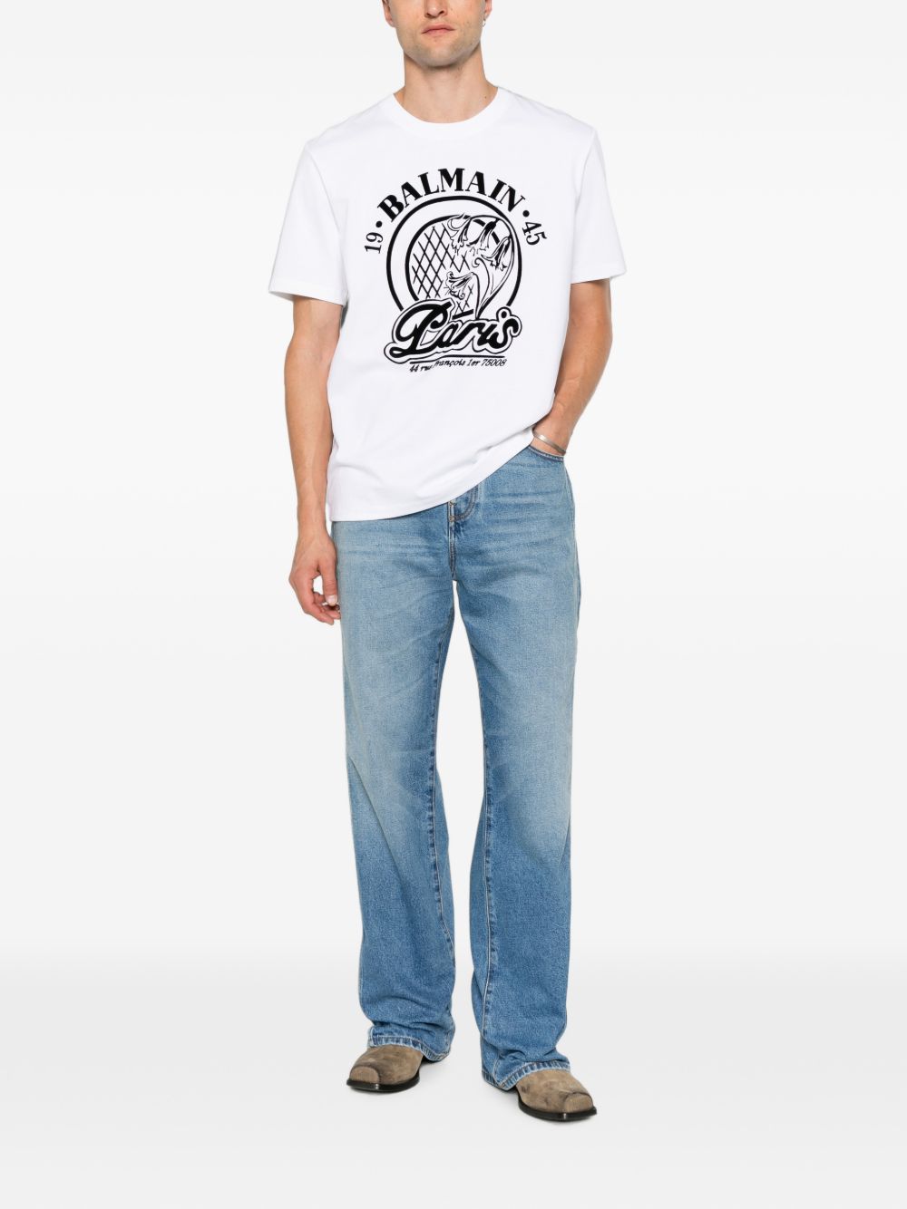QUILTED FLOCK T-SHIRT HH1EG000BD68 GAB BALMAIN