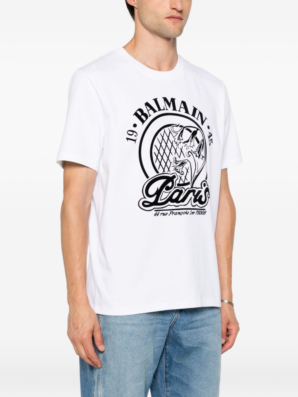 QUILTED FLOCK T-SHIRT HH1EG000BD68 GAB BALMAIN