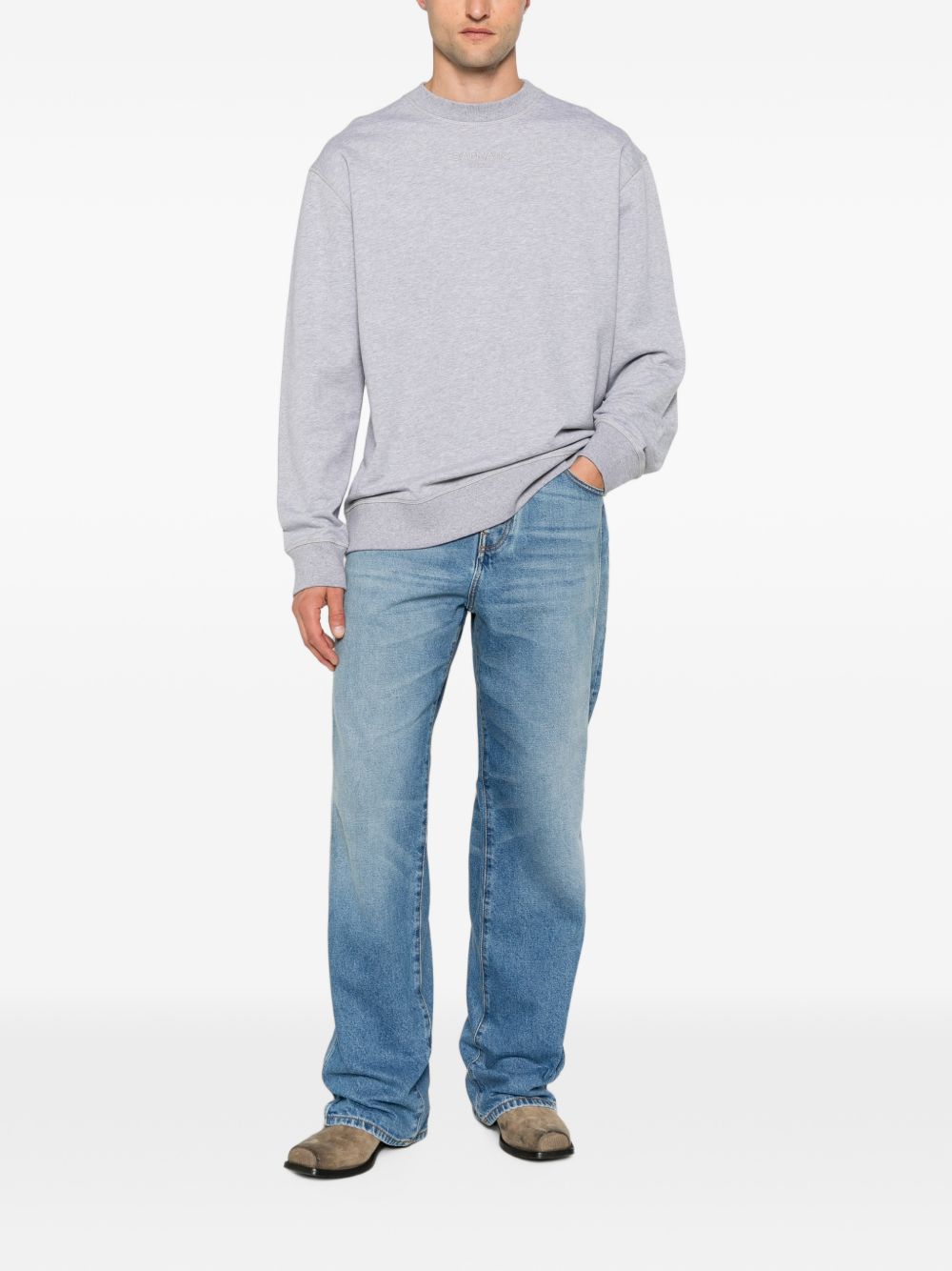 logo-embroidered sweatshirt HH1JQ130BD10 YHD BALMAIN